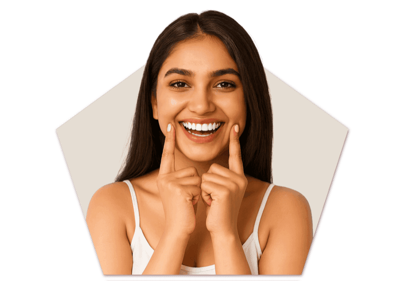 Patient smiling after cosmetic treatment