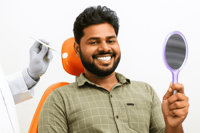 Patient smiling after root canal treatment